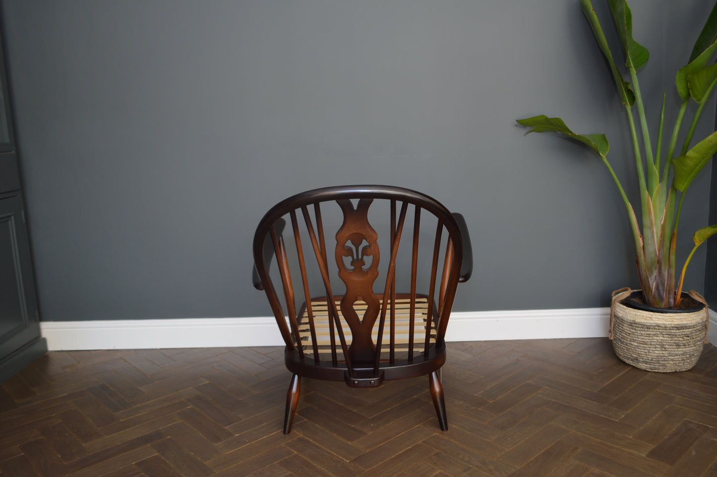 Ercol Mustard Velvet Fleur Des Lys Lounge Chair and Footstool