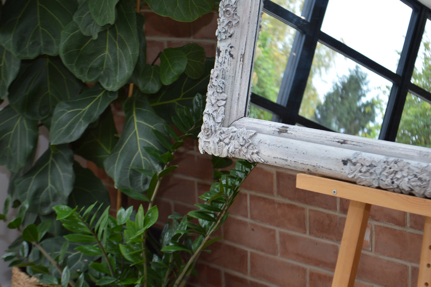 Large Wall Mirror with Carved Floral design