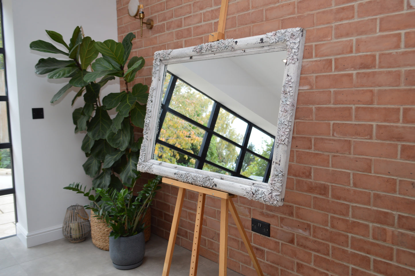 Large Wall Mirror with Carved Floral design