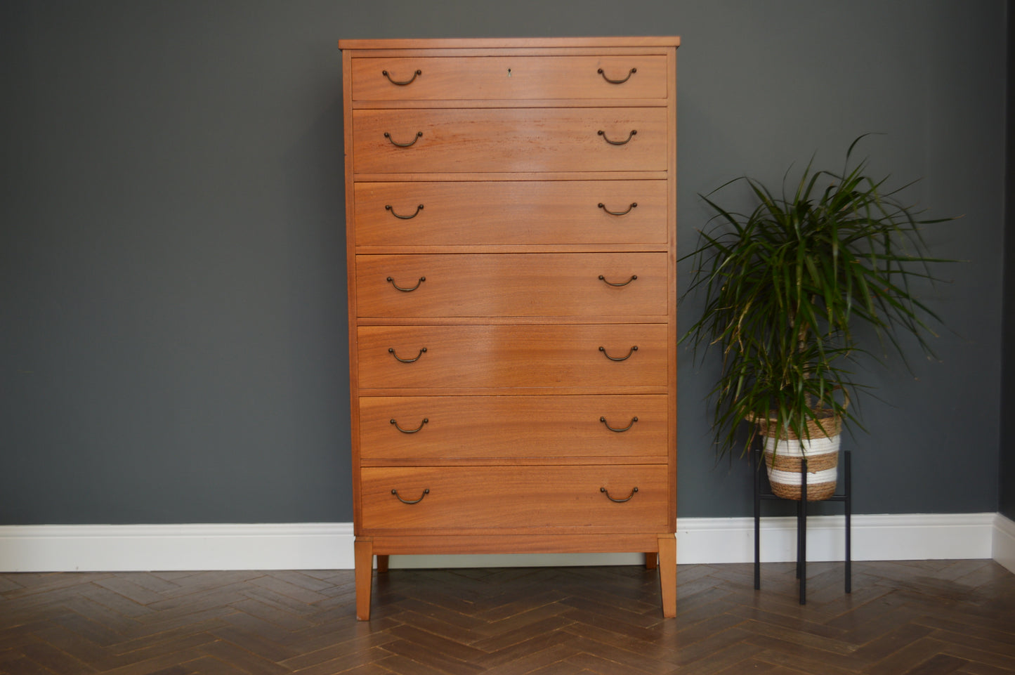 Vintage Heals Mid Century Tallboy/Chest of drawers