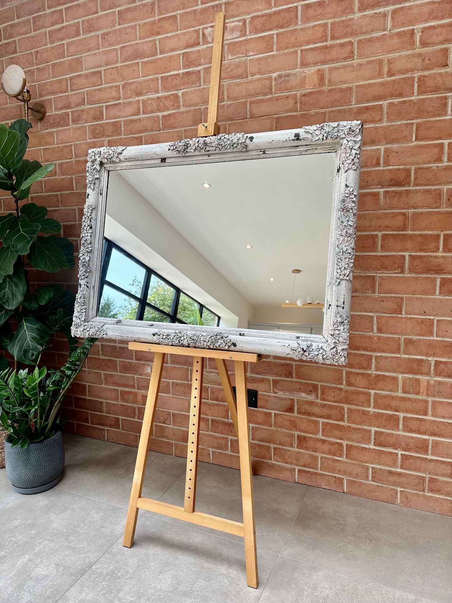 Large Wall Mirror with Carved Floral design