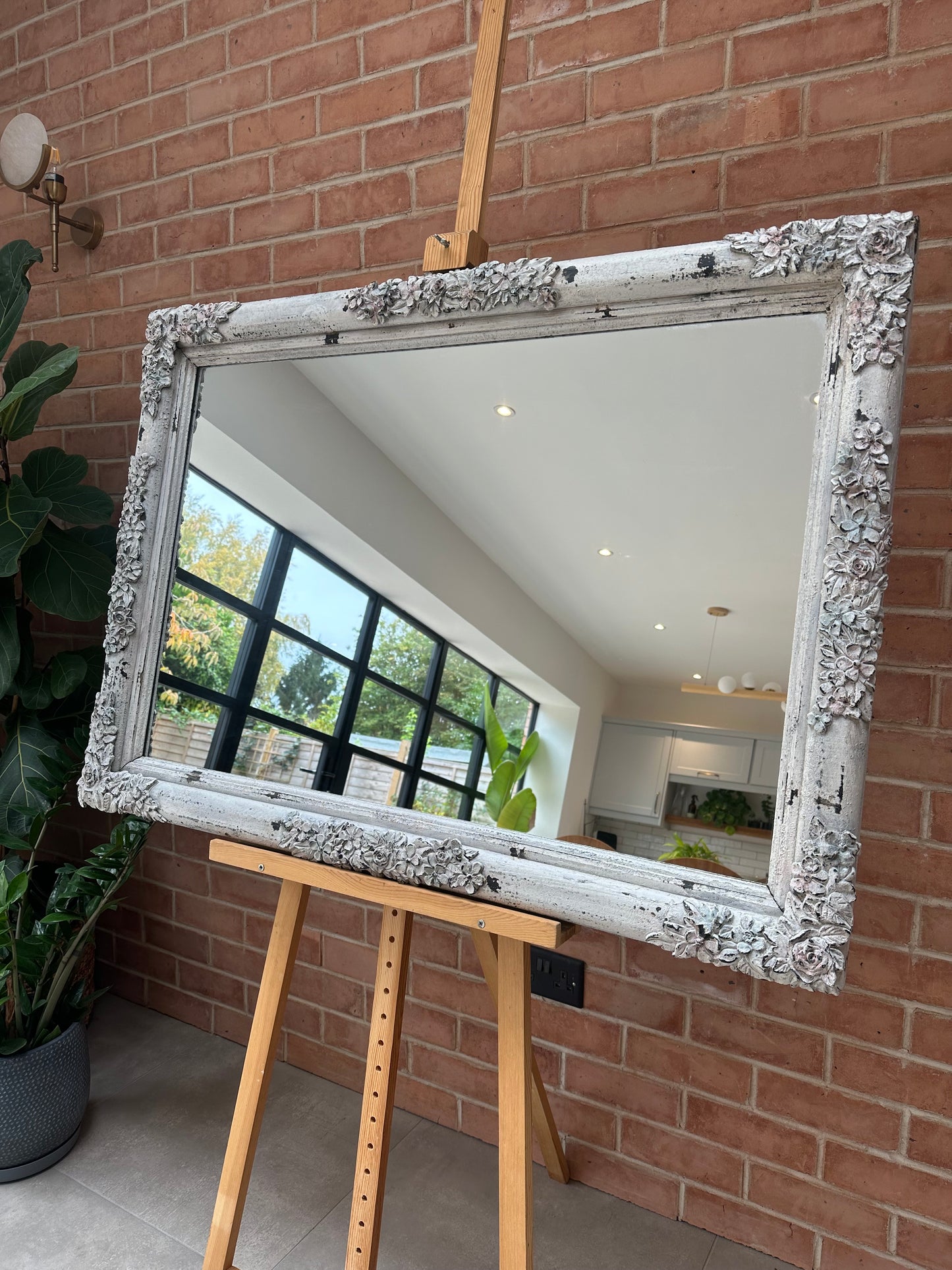 Large Wall Mirror with Carved Floral design