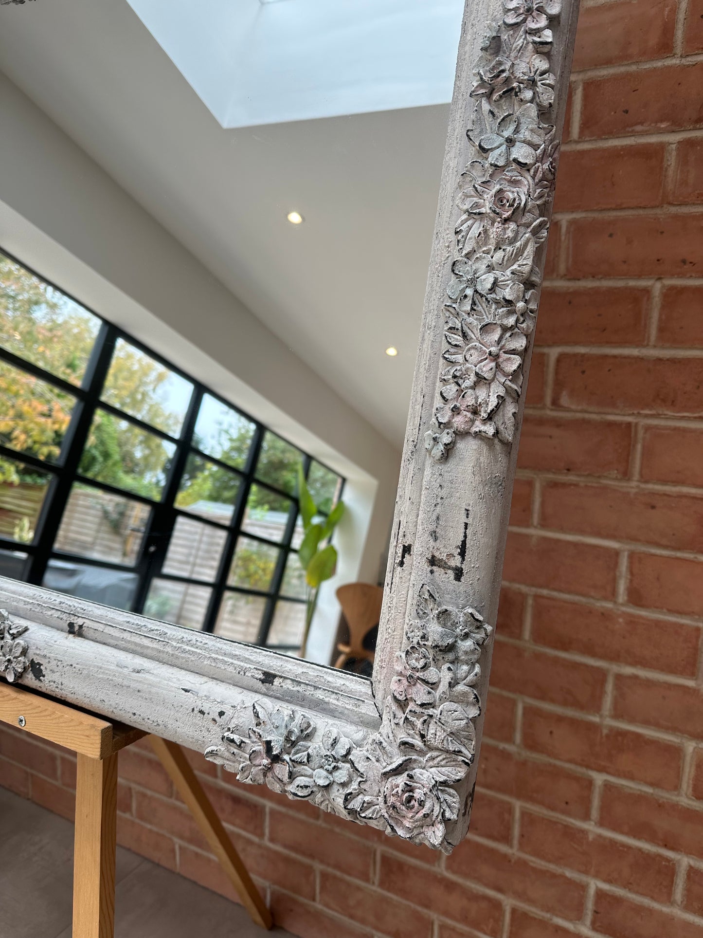 Large Wall Mirror with Carved Floral design