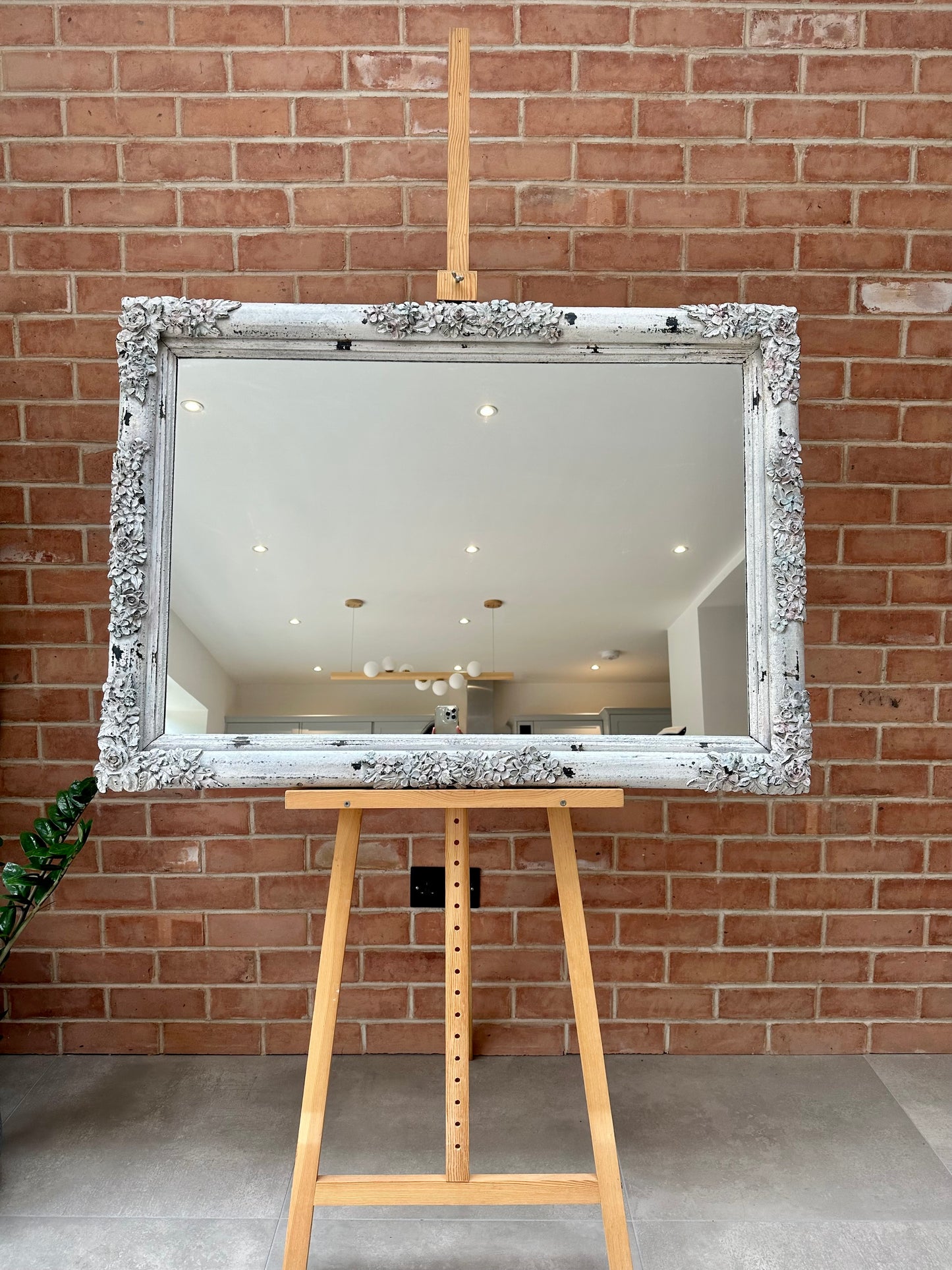 Large Wall Mirror with Carved Floral design