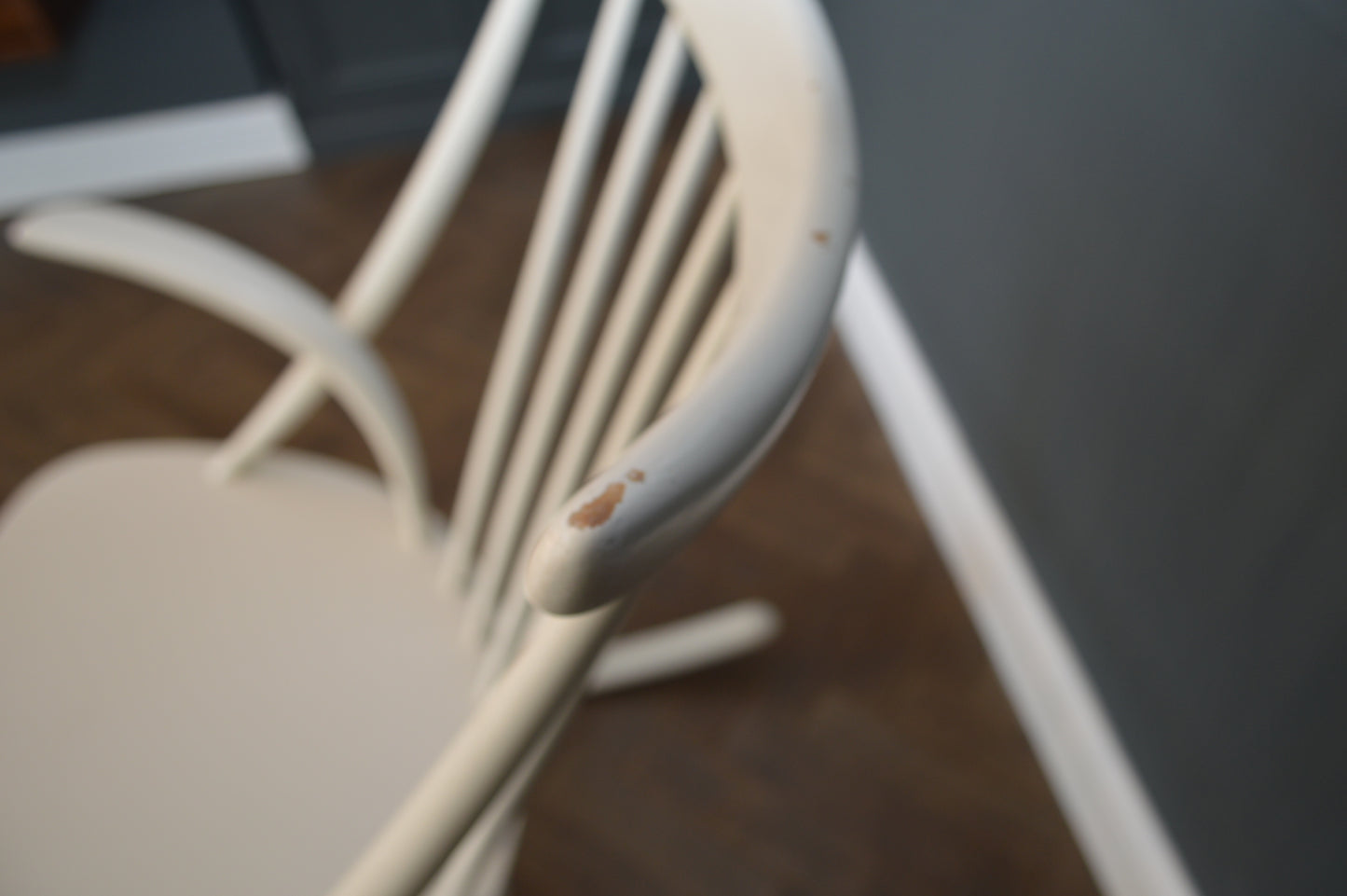 Vintage Danish Rocking Chair By Illum Wikkelso In White, 1960s.