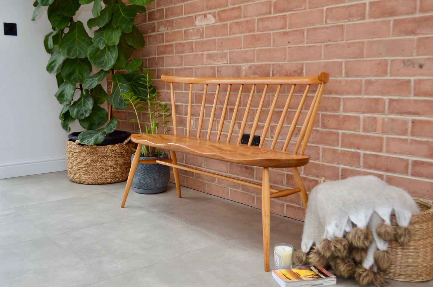 Ercol Love Seat bench rare model 349 in Light Finish