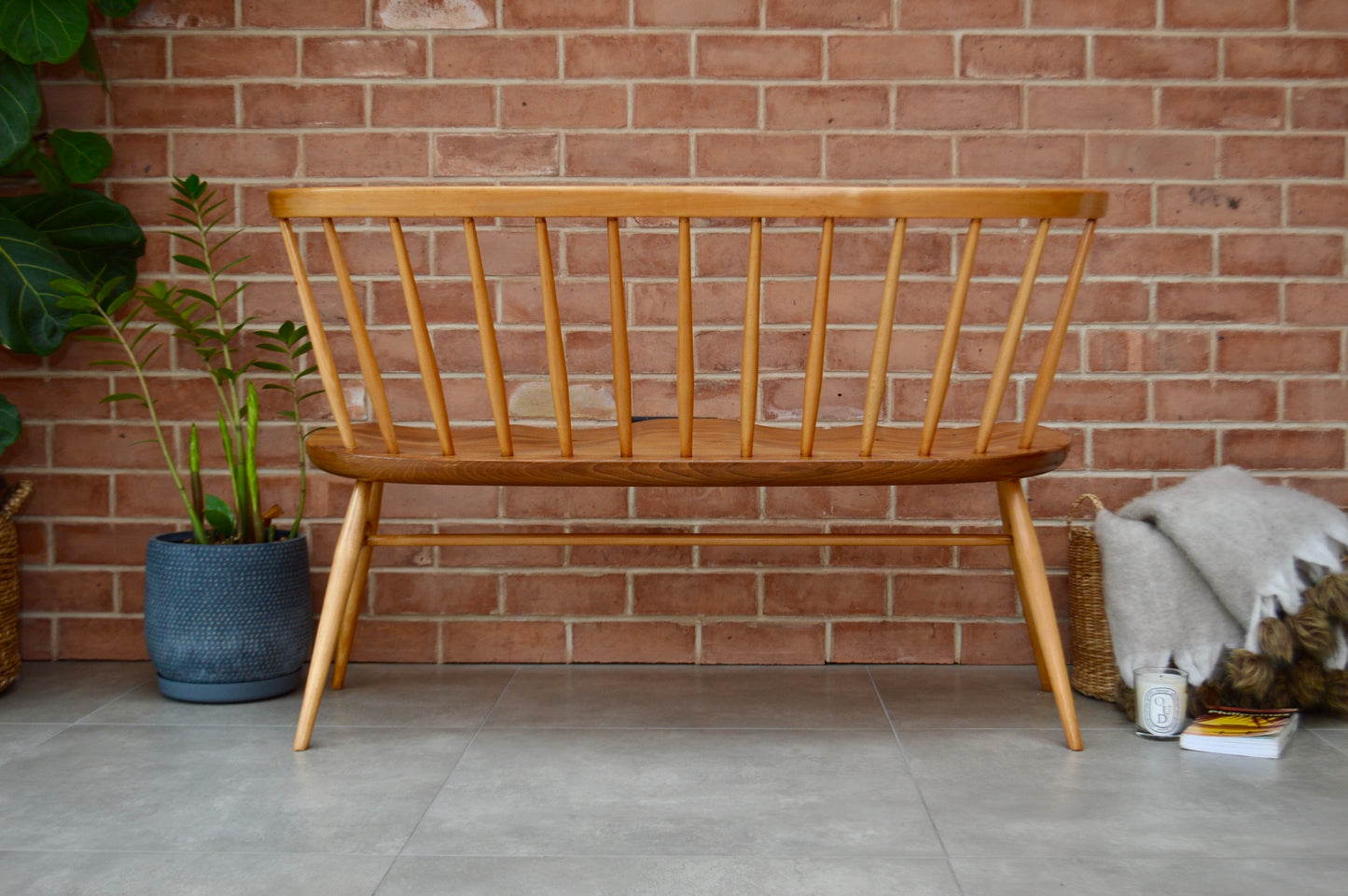 Ercol Love Seat bench rare model 349 in Light Finish