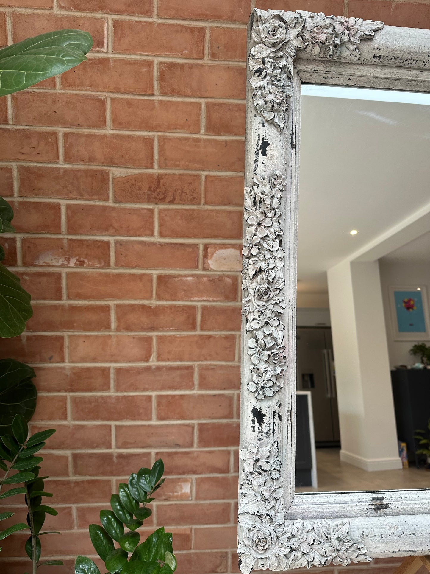 Large Wall Mirror with Carved Floral design