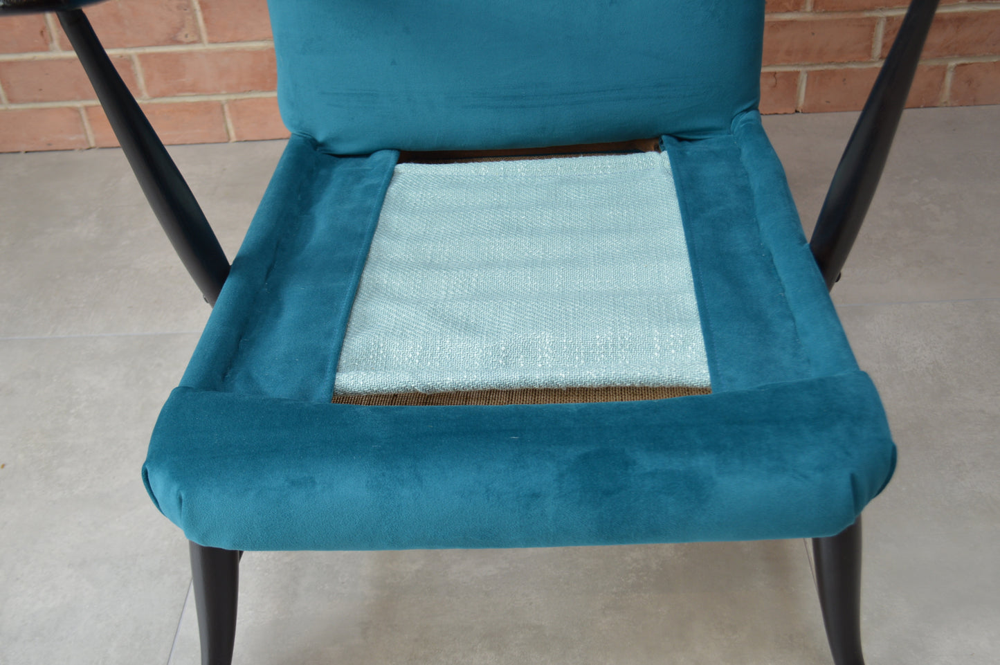 Ercol Easy Chair Model 245 with Teal Velvet cushion, 1950's